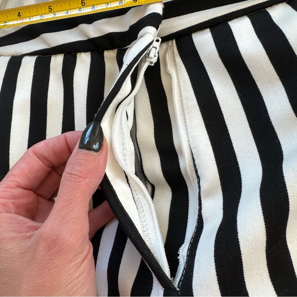 ASOS Black White Mono-striped Pant Suit Long Line Blazer High Rise Co Ord US 8 - Picture 8 of 15
